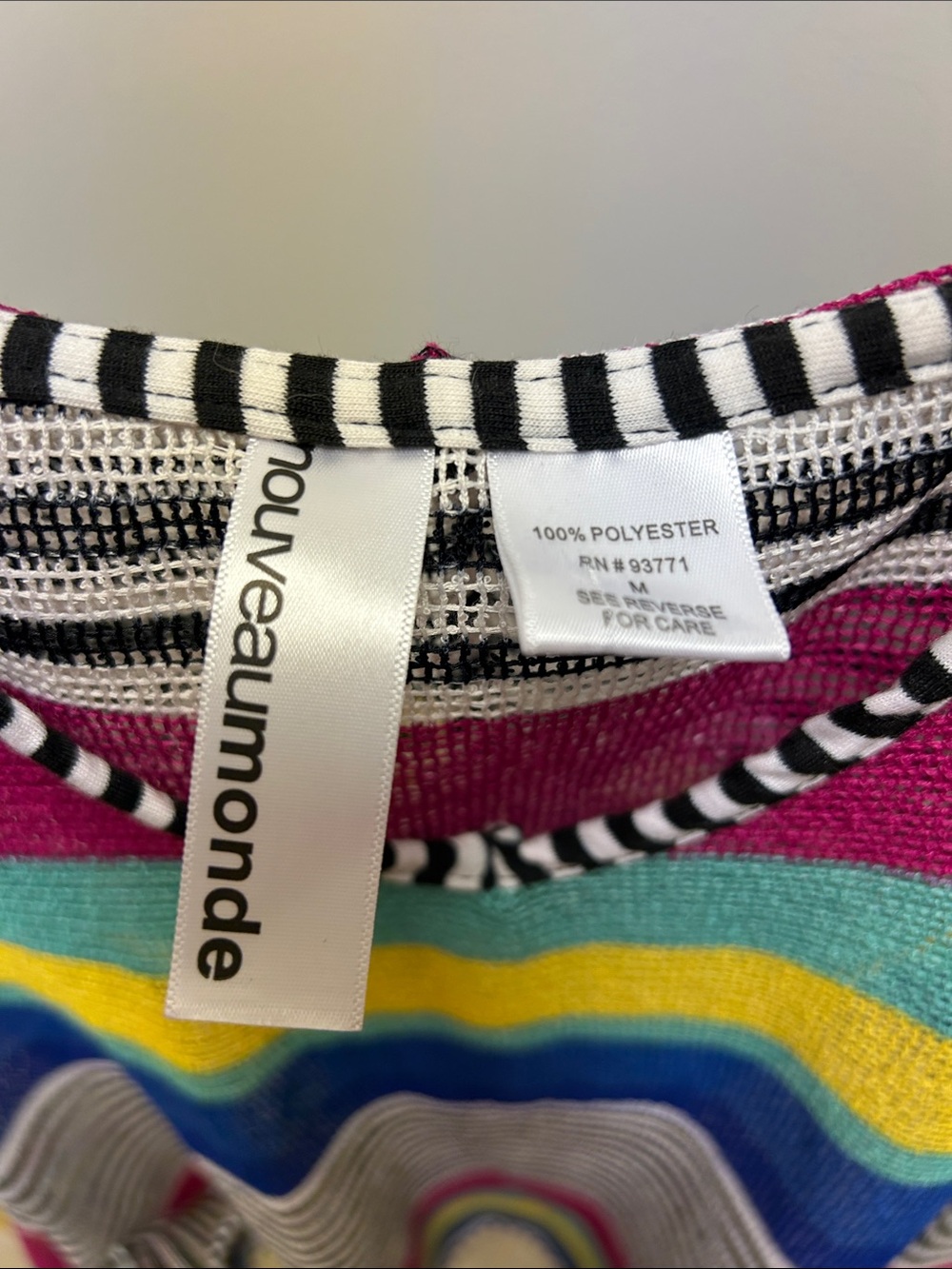 Multicolor Striped Sleeveless hooded mesh Tunic - Rainbow Stripe image 2